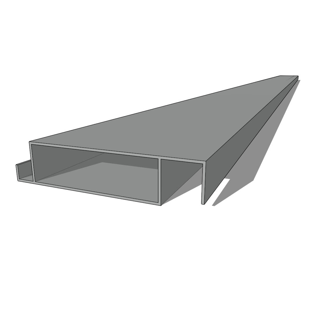 Lame XL aluminium 27mm, longueur 2m35, RAL9006 structuré GRIS ALUMINIUM - Réf. SND-L-A-27-235-9006